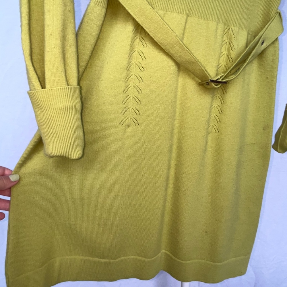 DONATED -  Karen Millen (2) chartreuse (lime green/yellow) soft wool mini dress. - Picture 11 of 16